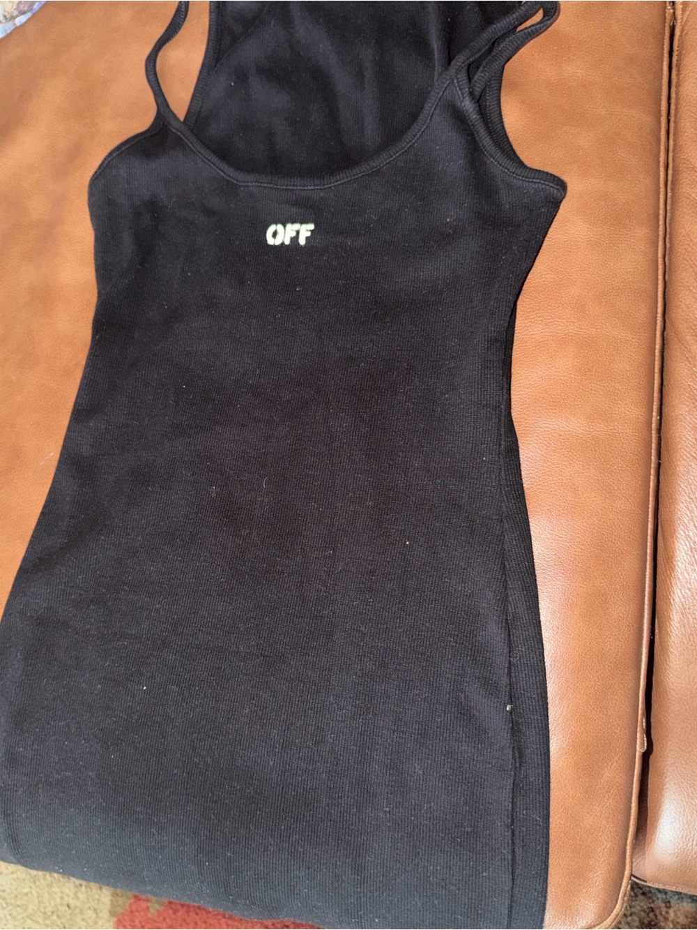 2013 Off-White Black Ribbed mini dress with 'OFF' Chest Embroidery